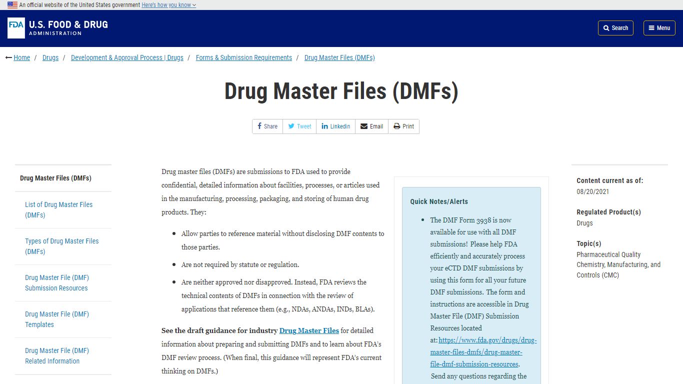 Drug Master Files (DMFs) | FDA